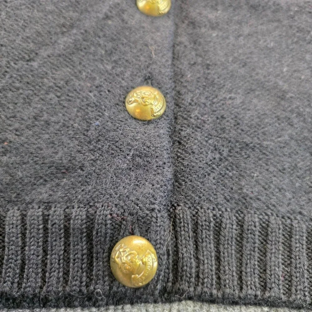 Vintage Susan Bristol Geometric Wool Cardigan Sweater Size M Black Quiet Luxury